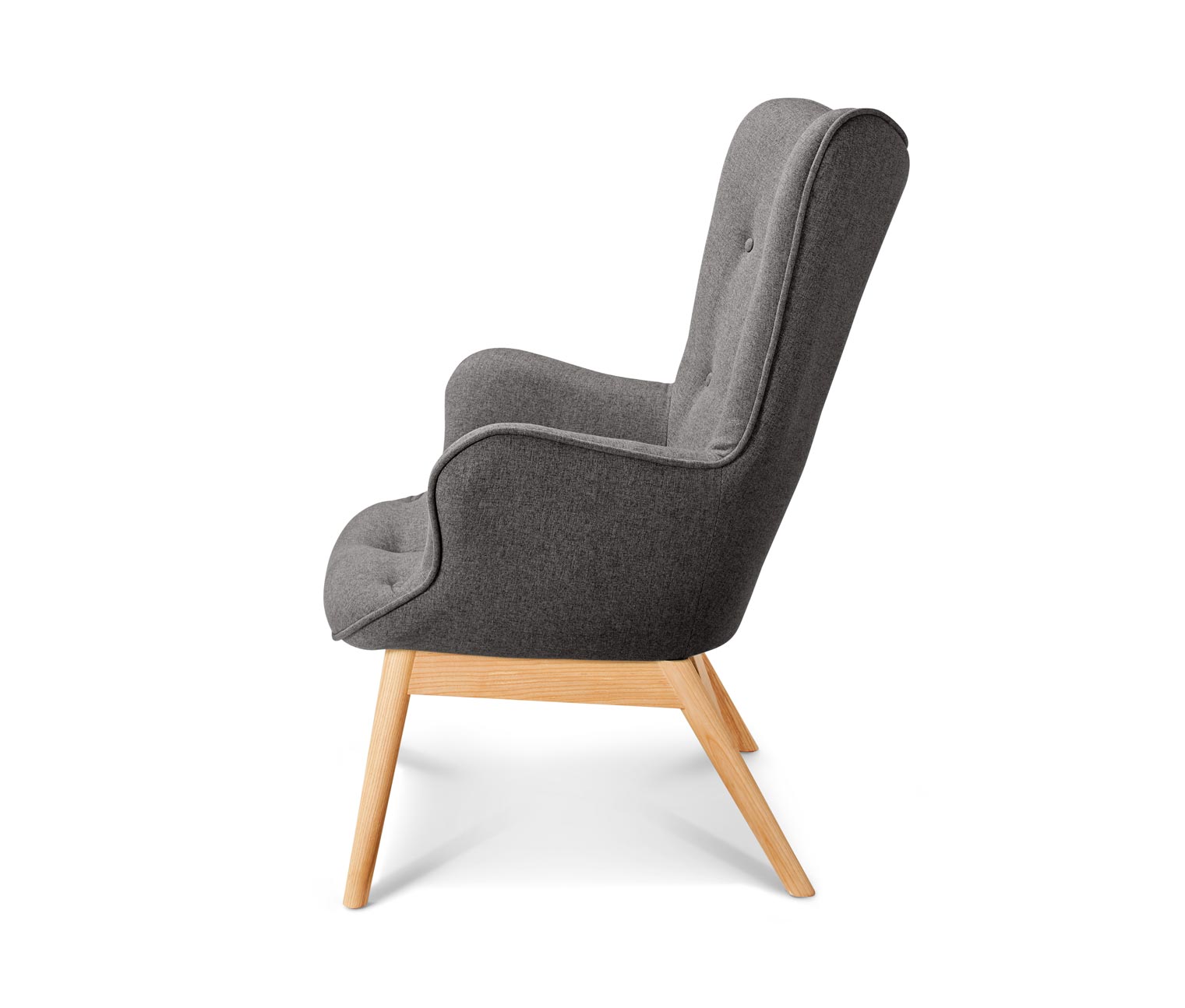Thumbnail - Tchibo - Einzelsessel mit Fußhocker - 71x82x98cm - anthrazit - Polyester / Holz / Eschen-Massivholz