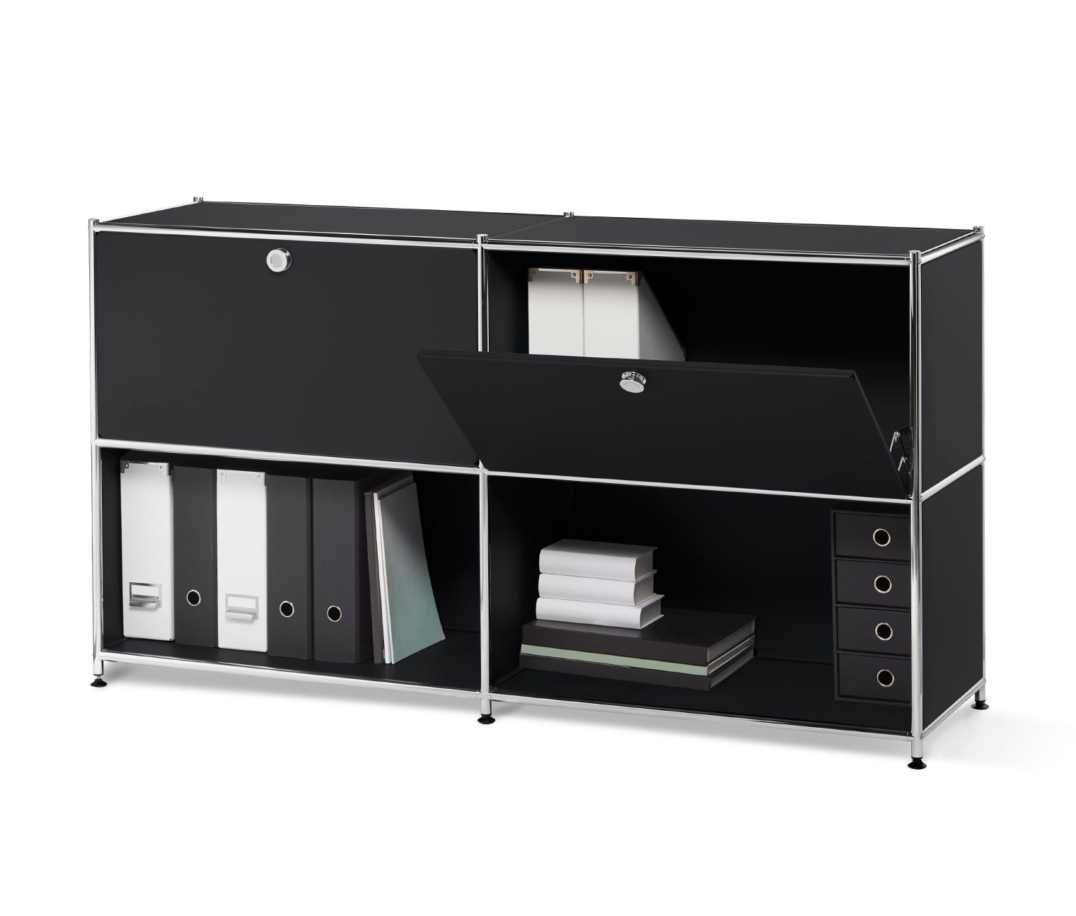 Thumbnail - Tchibo - Sideboard Metall »Cn3« mit versetzbaren Klappenfächern - 152x40x82,5cm - schwarz - Stahl / Aluminium / Kunststo...