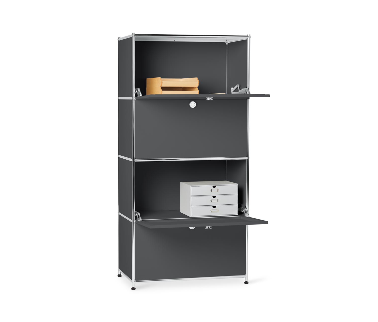 Thumbnail - Tchibo - Highboard Metall »Cn3« mit 4 Klappenfächern - 77x40x158,5cm - chrom - Stahl / Aluminium / Kunststoff