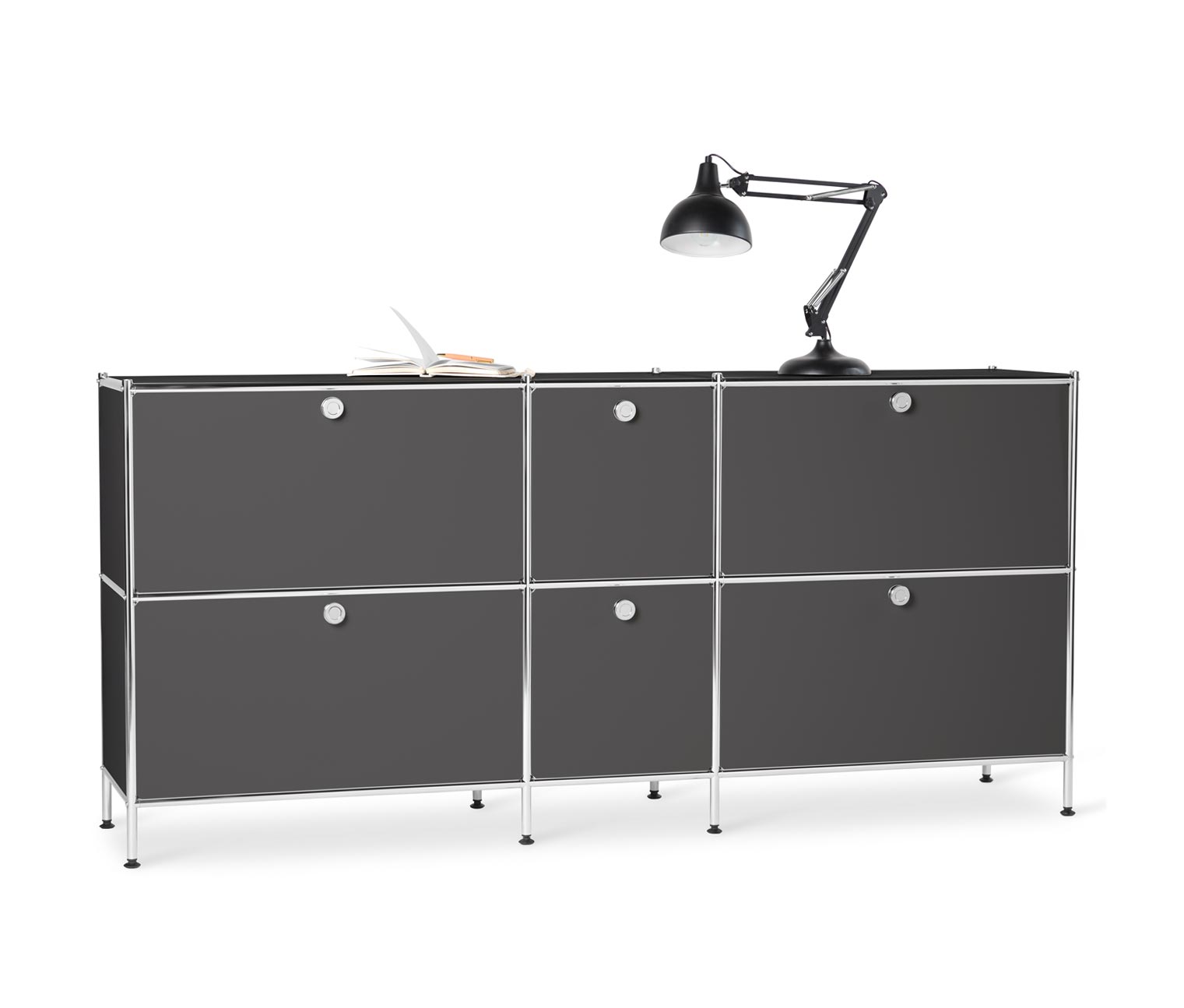 Thumbnail - Tchibo - Sideboard Metall »Cn3« groß mit 6 Klappenfächern - 190x40x89,5cm - chrom - Stahl / Aluminium / Kunststoff