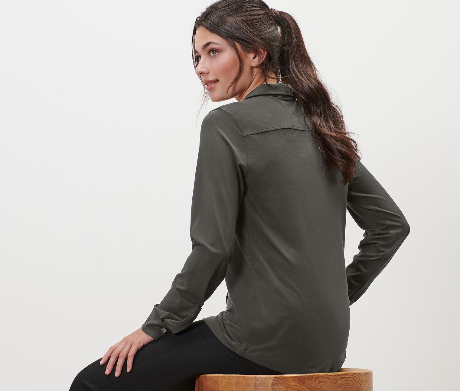 Thumbnail - Tchibo - Blusenshirt mit Knopfleiste - Damen - Gr. XXL - anthrazit