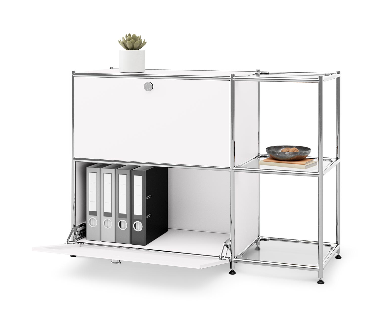 Thumbnail - Tchibo - Sideboard Metall »Cn3« mit 2 Klappenfächern - 115x40x82,5cm - chrom - Stahl / Glas / Aluminium