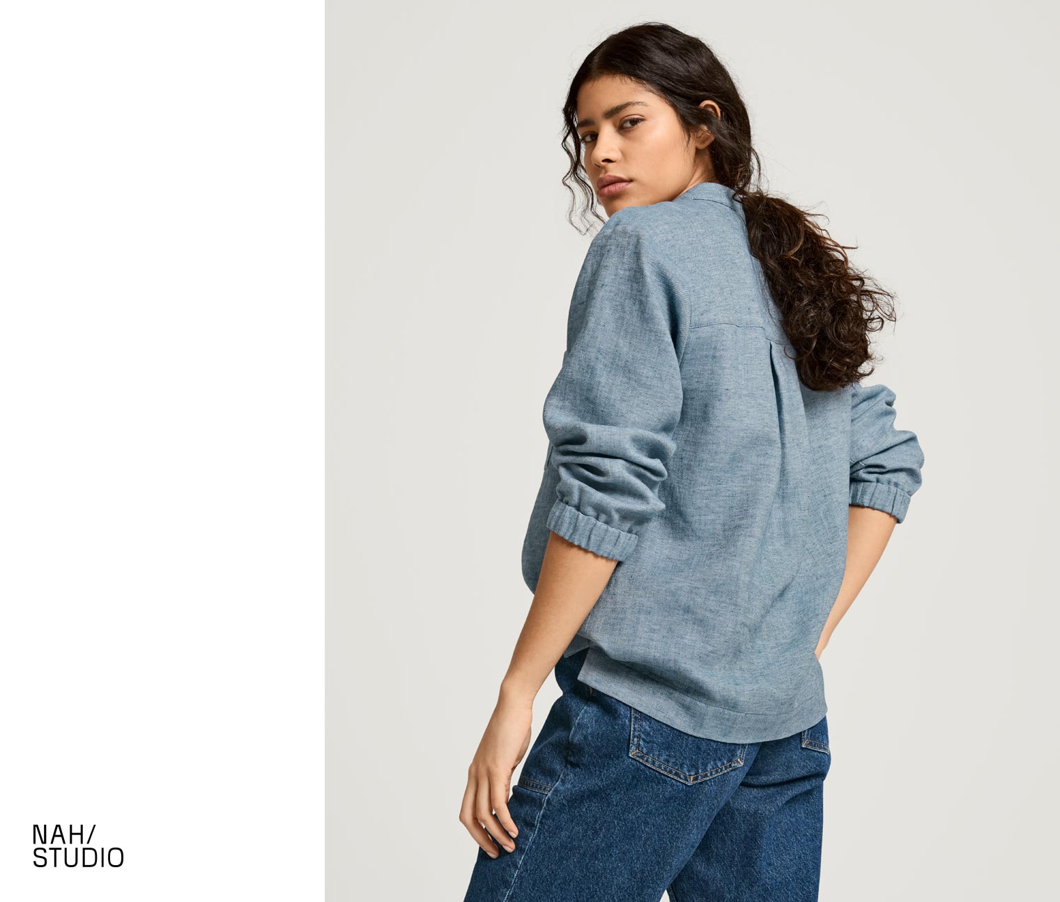 Thumbnail - Nah/Studio Bluse - Baumwoll-Leinen-Mix - Gr. 36 - blau