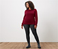 Feinstrickpullover mit Rüschendetail, bordeauxrot
