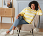 Gestreiftes Kapuzen-Sweatshirt, gelb-creme