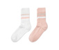 2 Paar Rippstrick-Socken, rosé und weiß