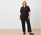 Blusenshirt mit Knopfleiste, schwarz