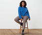 Grobstrickpullover mit Wolle, kobaltblau