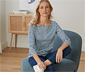 Shirt mit 3/4-Arm, hellblau-dunkelblau-weiß gestreift