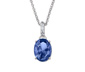 Kette, 925 Silber rhodiniert, mit blauem Kristall und Zirkonia