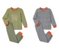 2 Kleinkinder-Pyjamas, blau gestreift und olivgrün
