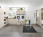 Waschmaschinenschrank mit Unterschrank, links, kieselgrau