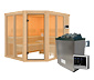 Karibu Sauna »Scarlett 3« im Set mit 9-kW-Ofen und finnischer Steuerung