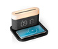N8WERK Nachttischlampen-Wecker mit Wireless Charger, schwarz