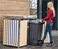Mülltonnenbox mit Blumenkasten, silberfarben