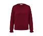 Feinstrickpullover mit Rüschendetail, bordeauxrot