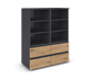 rauch Kommode »Joel«, 4 Schubladen und 6 Nischen, grau metallic/Eiche Artisan