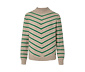 Gestreifter Strickpullover mit Stehkragen, creme