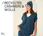 NAH/STUDIO Zopfmuster-Mütze | recycelter Cashmere und Merinowolle, blue melange