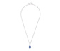Kette, 925 Silber rhodiniert, mit blauem Kristall und Zirkonia