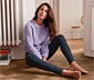 Grobstrick-Pullover mit Wolle, fliederfarben meliert