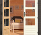 Karibu Gartenhaus mit 3 m Anbaudach »Baltasar 5«, terragrau, 28 mm