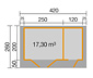 Weka Gartenhaus mit 2 seperaten Räumen, 28 mm (253 Gr. 1)