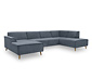 Sofa »Jules« in U-Form, links, blau