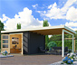 Karibu Gartenhaus mit 3 m Anbaudach »Baltasar 5«, terragrau, 28 mm
