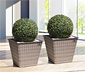 2 XL-Pflanzgefäße aus Polyrattan, naturfarben