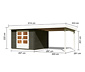 Karibu Gartenhaus mit 3 m Anbaudach »Baltasar 5«, terragrau, 28 mm