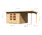 Karibu Gartenhaus mit 2 m Anbaudach »Baltasar 5«, naturbelassen, 28 mm