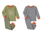 2 Kleinkinder-Pyjamas, blau gestreift und olivgrün