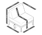 1-Sitzer Mittel-Modul mit Premium-Polsterbezügen