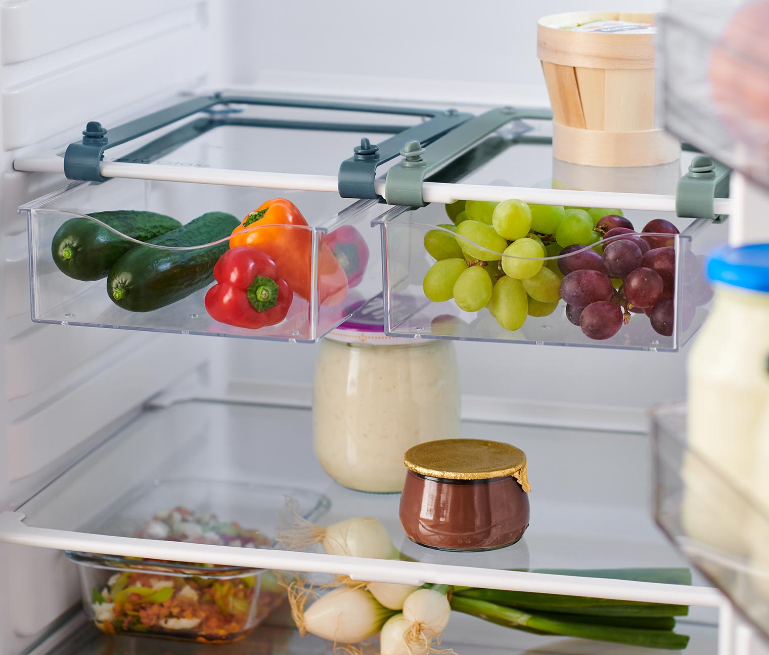 1pc Kühlschrankteiler, Kühlschranktürregal, ausziehbarer  Kühlschranktrenner, Lebensmittelorganisator, Kühlschrankzubehör für  Kühlschrankaufbewahrung