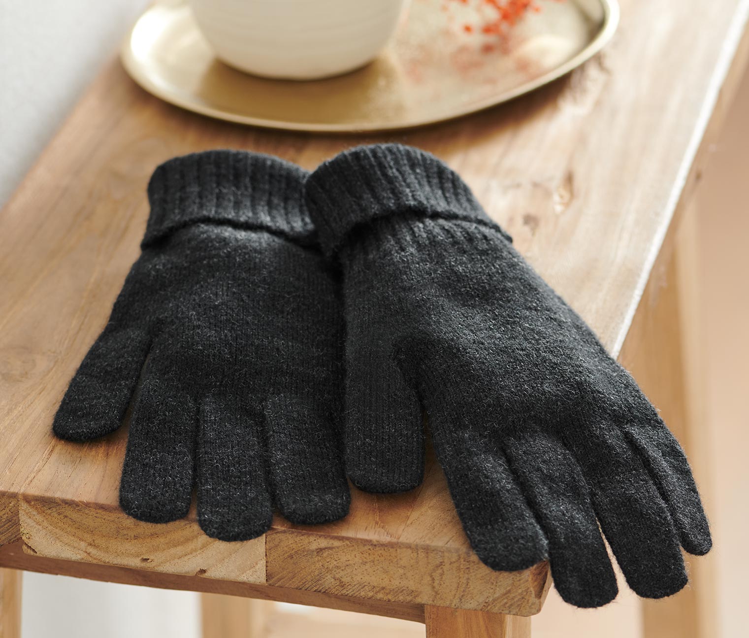 Tchibo - Strickhandschuhe mit Wolle - anthrazit