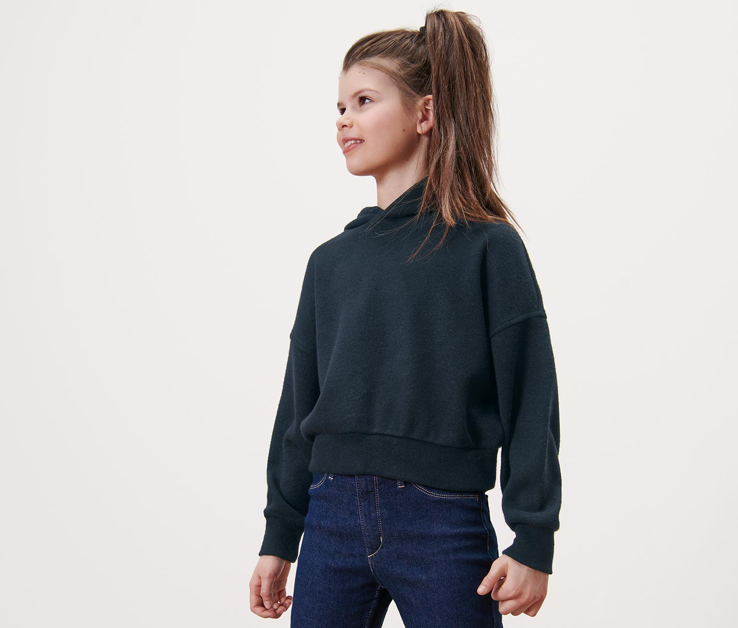 Tchibo - Kinder-Strickhoodie - Mädchen - Gr. 146/152 - schwarz