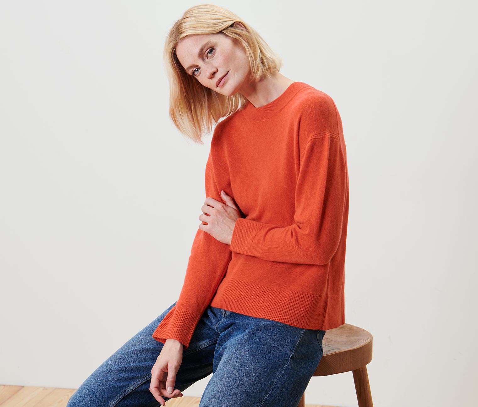 Tchibo - Feinstrick-Pullover mit Cashmere - Damen - Gr. S - orange