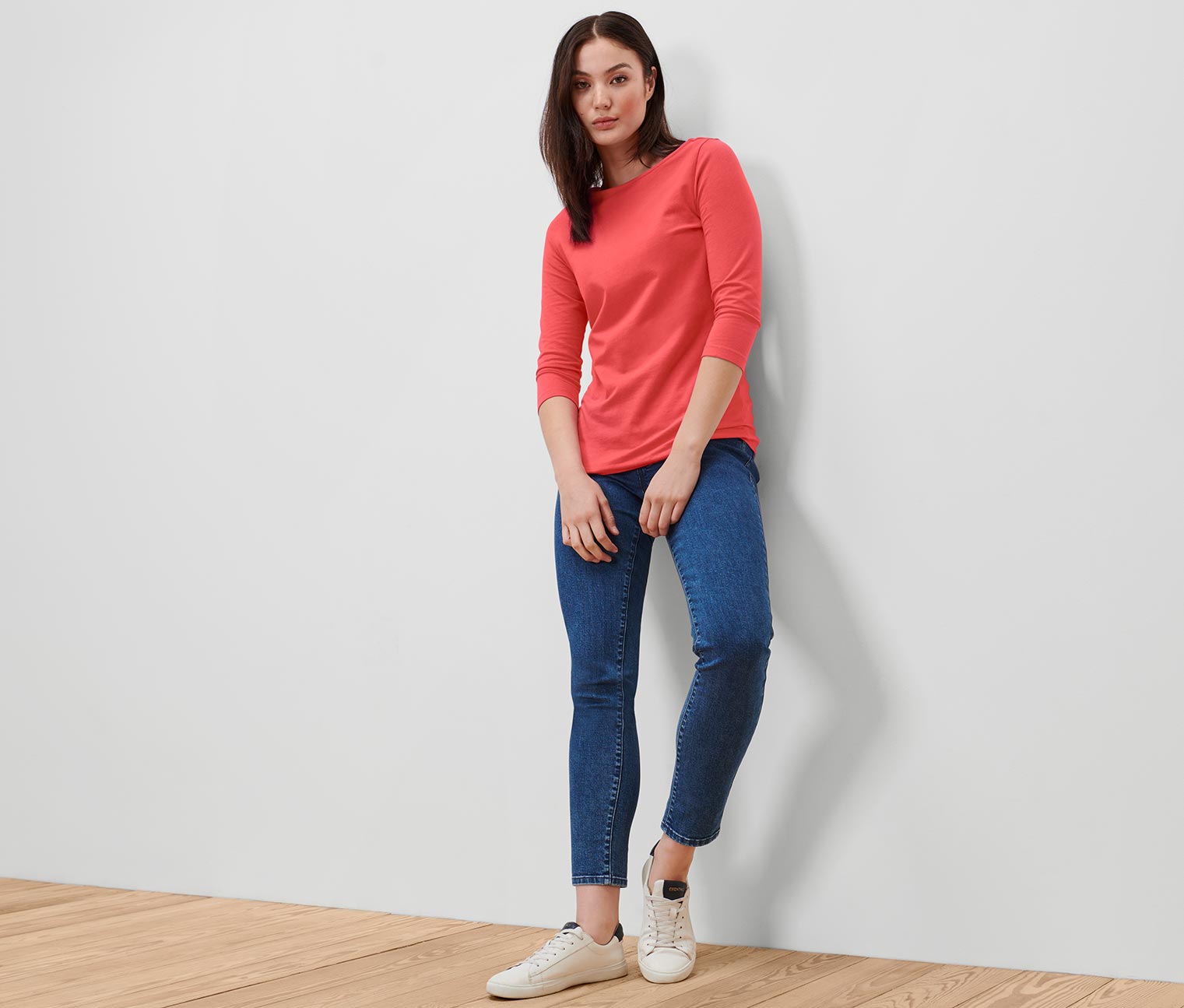 Tchibo - Shirt mit 3/4-Arm - Damen - Gr. S - koralle