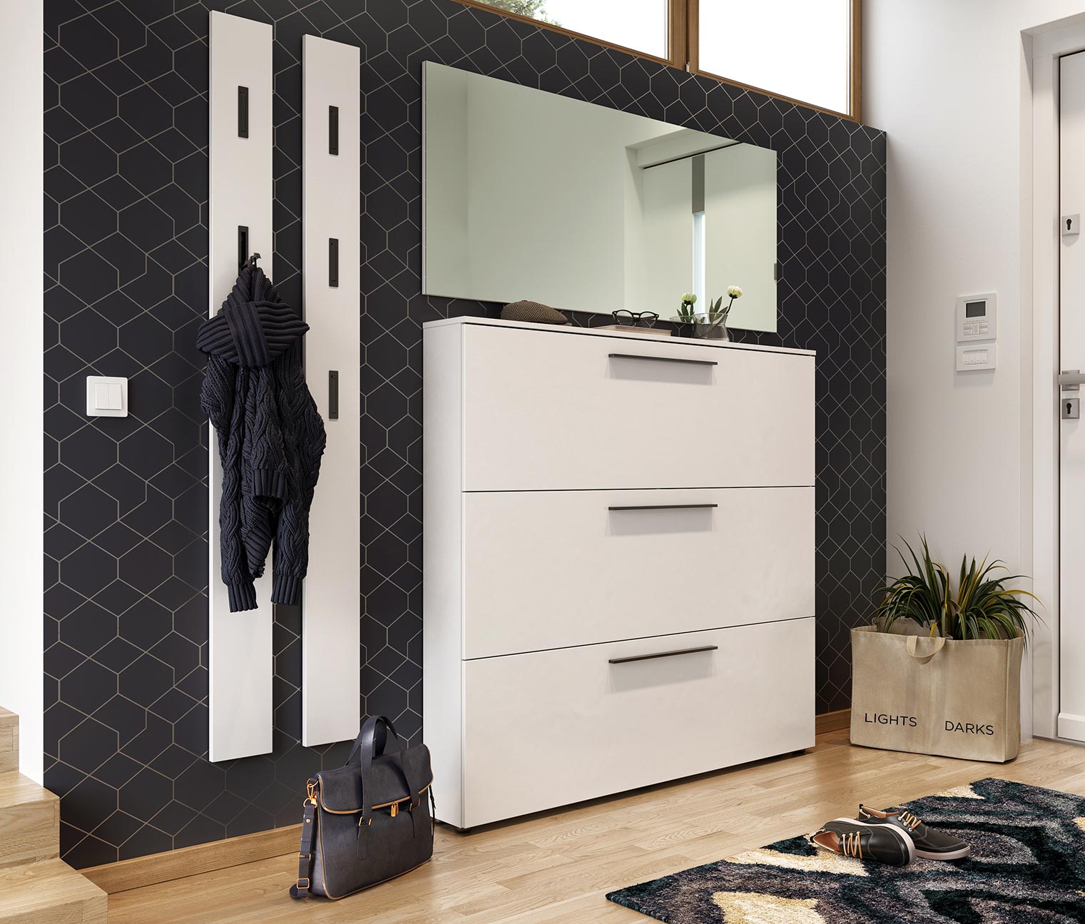 Tchibo - Schuhschrank »Utah« - 140x129x19cm - schwarz - Holz
