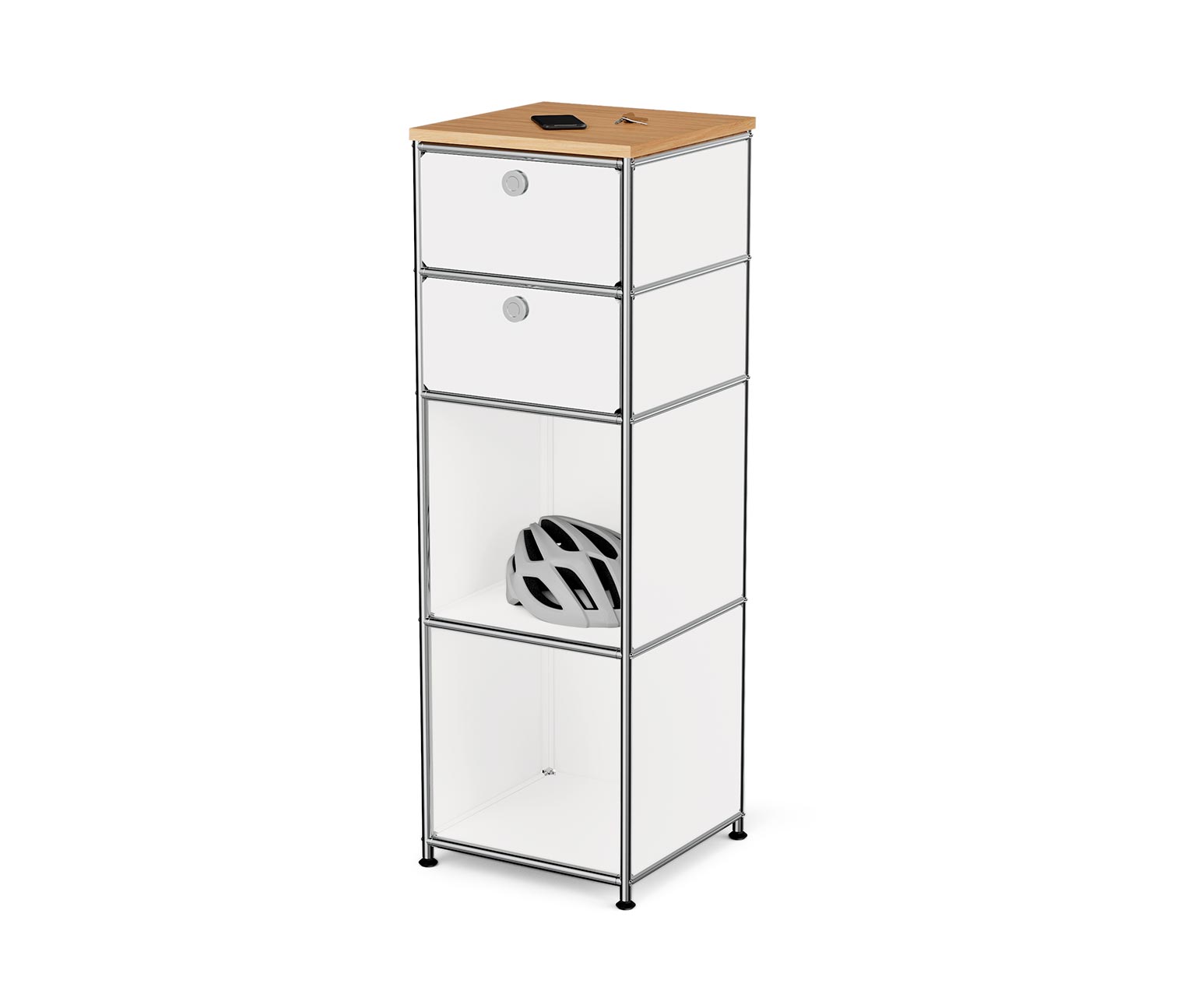 Tchibo - Schmale Kommode Metall »Cn3« mit Holzplatte und 2 Schubladen - chrom