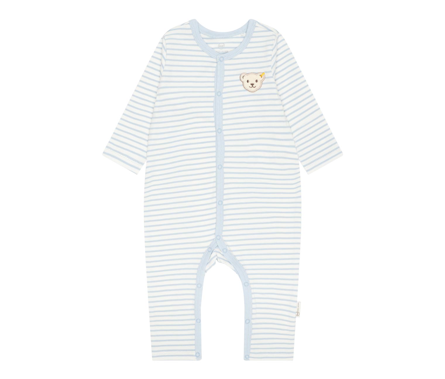 Steiff Baby-Strampler mit Knopfleiste - Gr. 86 - hellblau/gestreift