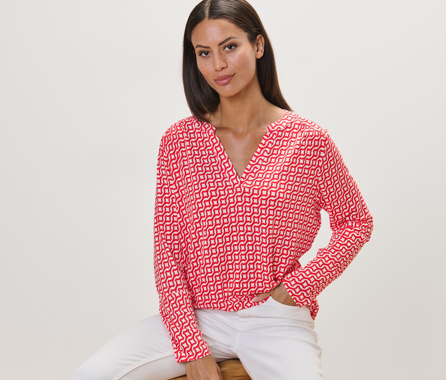 Tchibo - Bedrucktes Blusenshirt - Damen - Gr. L - creme/print
