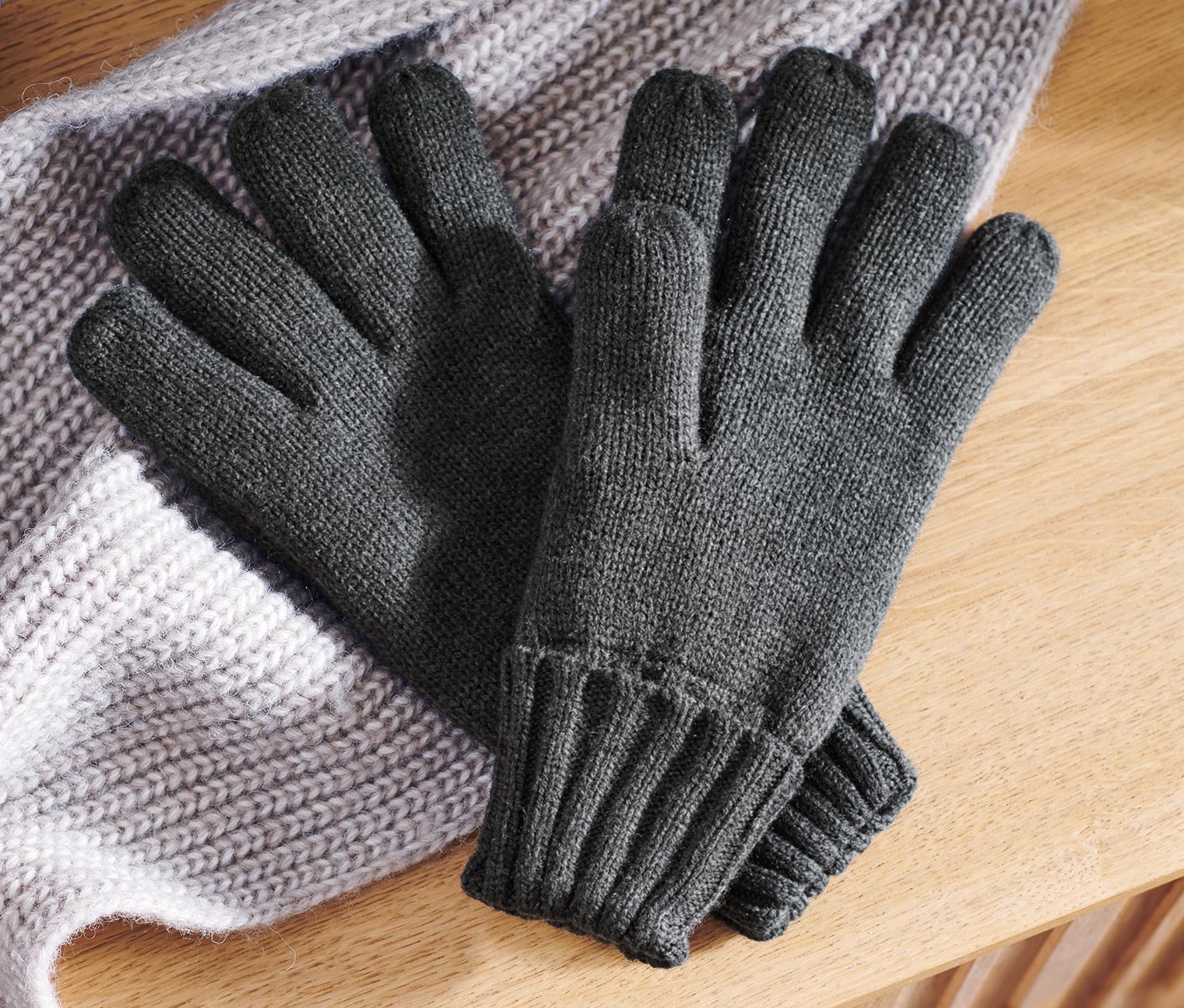 Tchibo - Strickhandschuhe - Herren - Gr. 9,5 - anthrazit