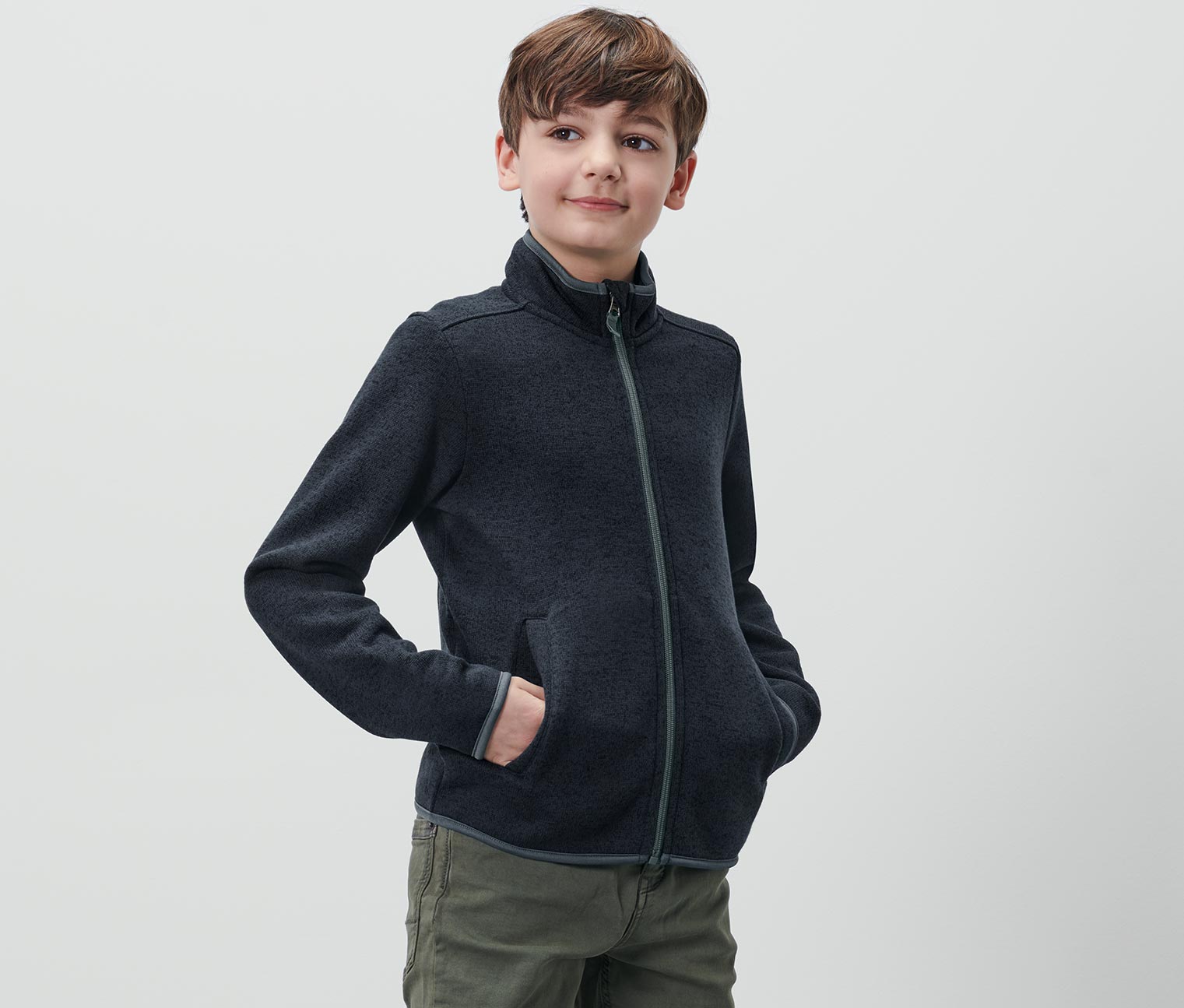 Tchibo - Kinder-Strickfleecejacke - Herren - Gr. 122/128 - dunkelblau
