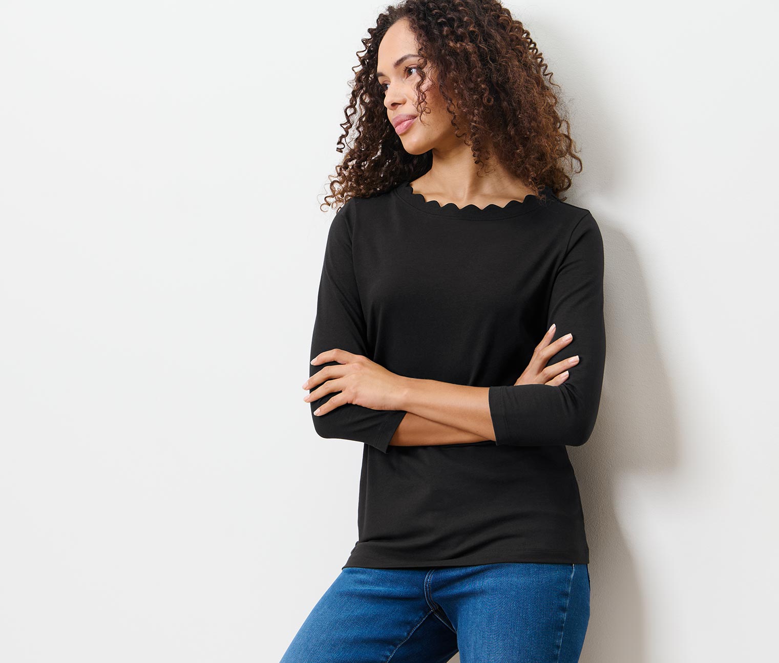 Tchibo - Shirt mit 3/4-Arm - Damen - Gr. S - schwarz