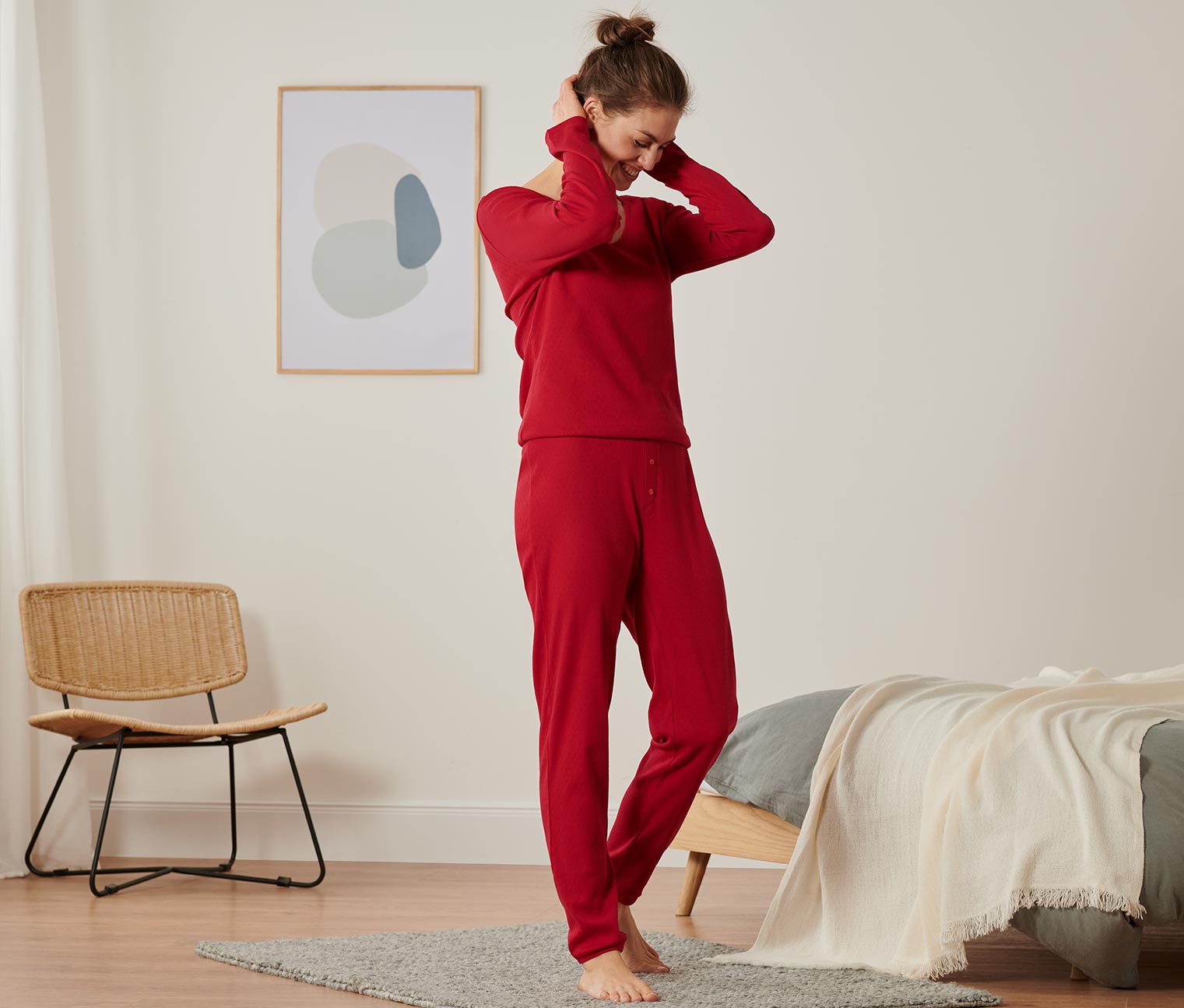 Ajour-Pyjama - Damen - Gr. S - rot