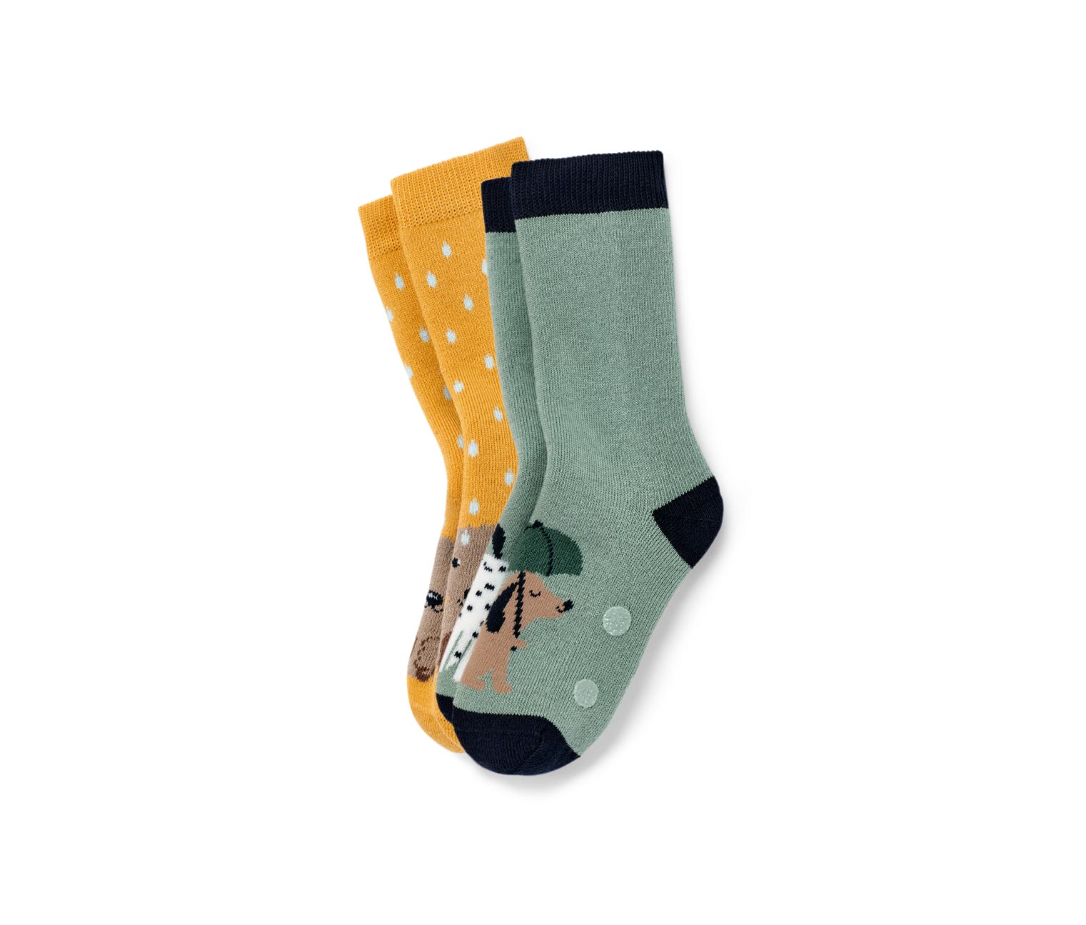 Tchibo - 2 Paar Kinder-Antirutsch-Socken - Herren - Gr. 31-34 - gelb/jacquard