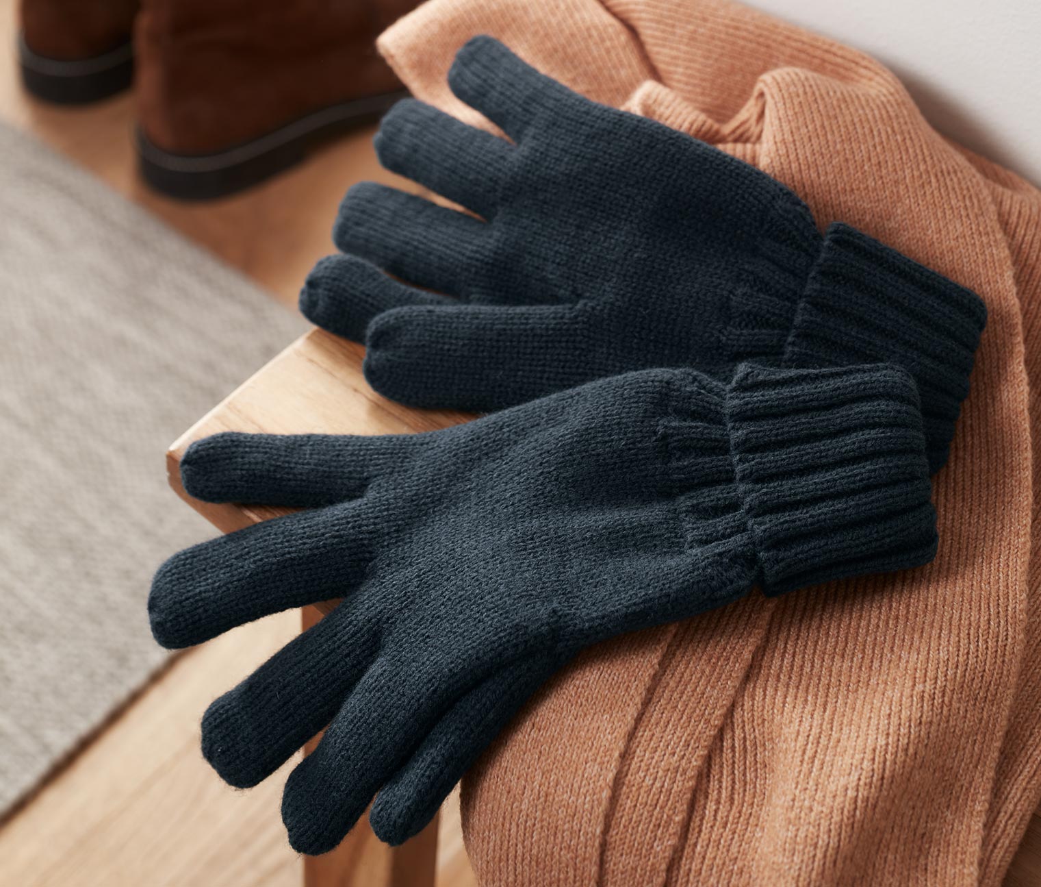 Tchibo - Strickhandschuhe - Herren - Gr. 8,5 - dunkelblau