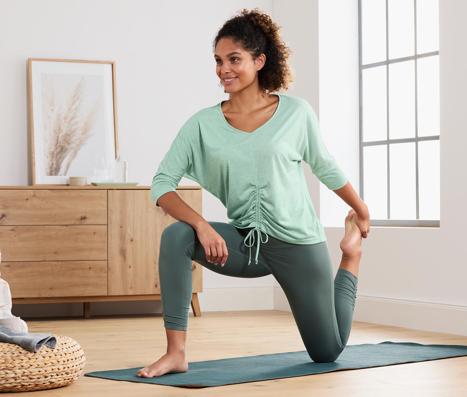 3/4-Sport-und-Yogashirt, grün meliert online bestellen bei Tchibo 624728